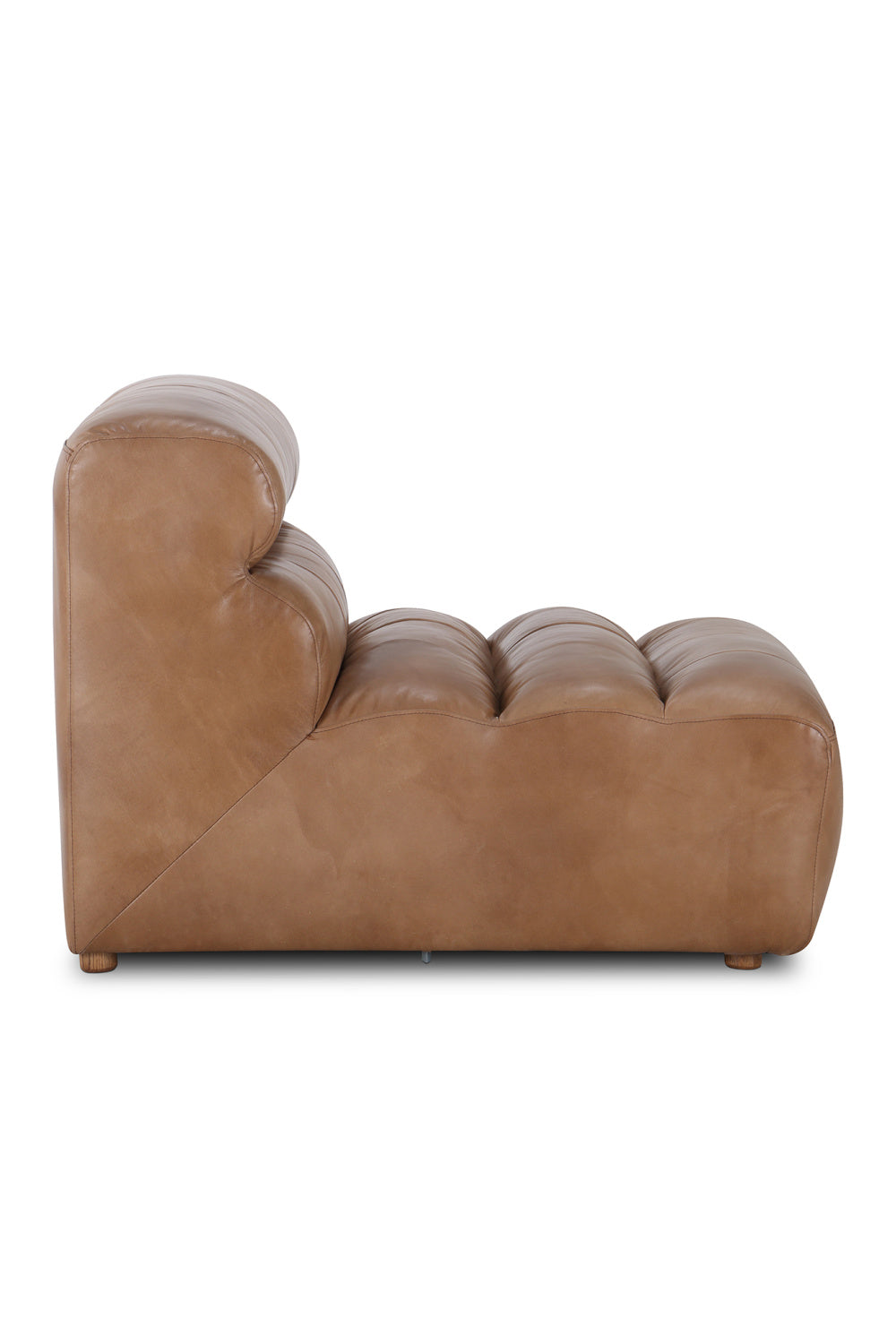 Modern European furniture - Ribbed Tan Leather Slipper Chair - www.oroa.com