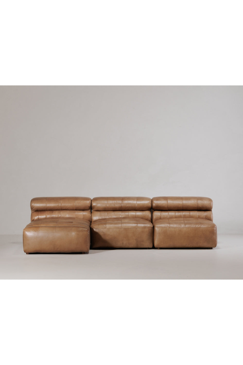 Modern European furniture - Ribbed Tan Leather Chaise Lounge - www.oroa.com