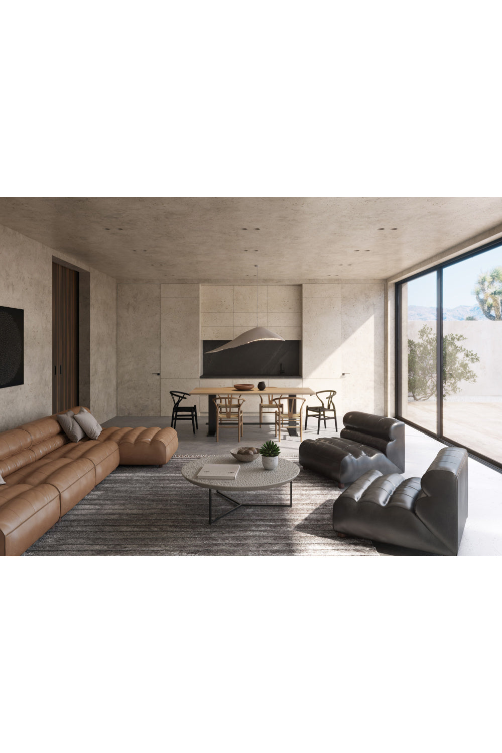 Modern European furniture - Ribbed Tan Leather Chaise Lounge - www.oroa.com