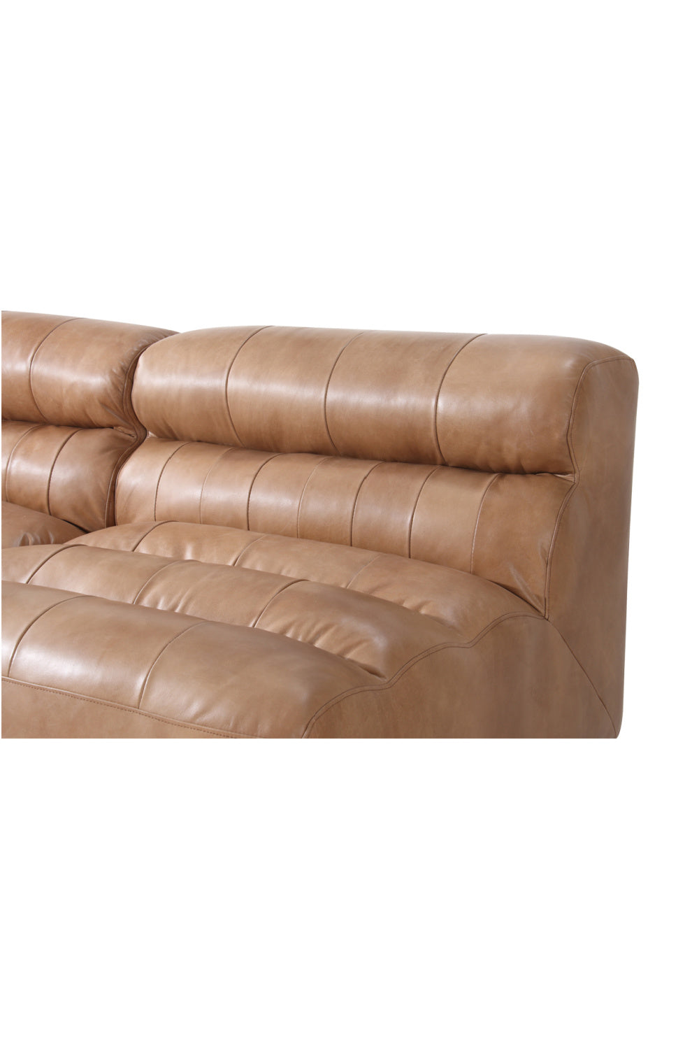Modern European furniture - Ribbed Tan Leather Sectional Sofa - www.oroa.com
