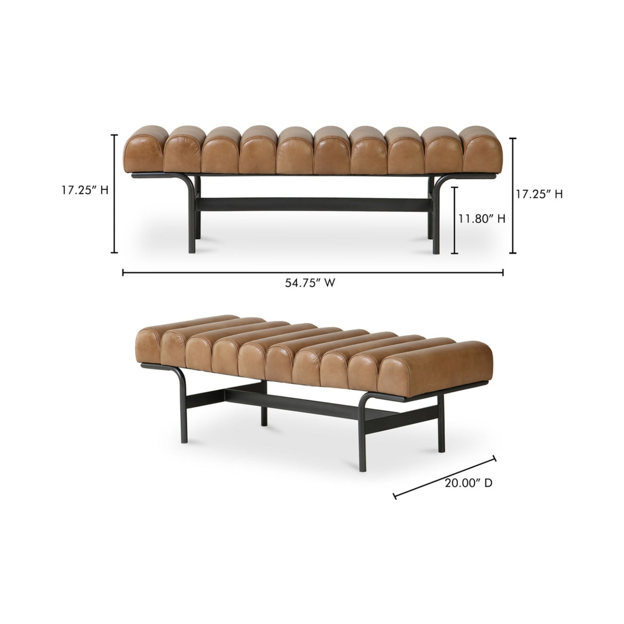 Modern European furniture - Channeled Leather Bench - www.oroa.com