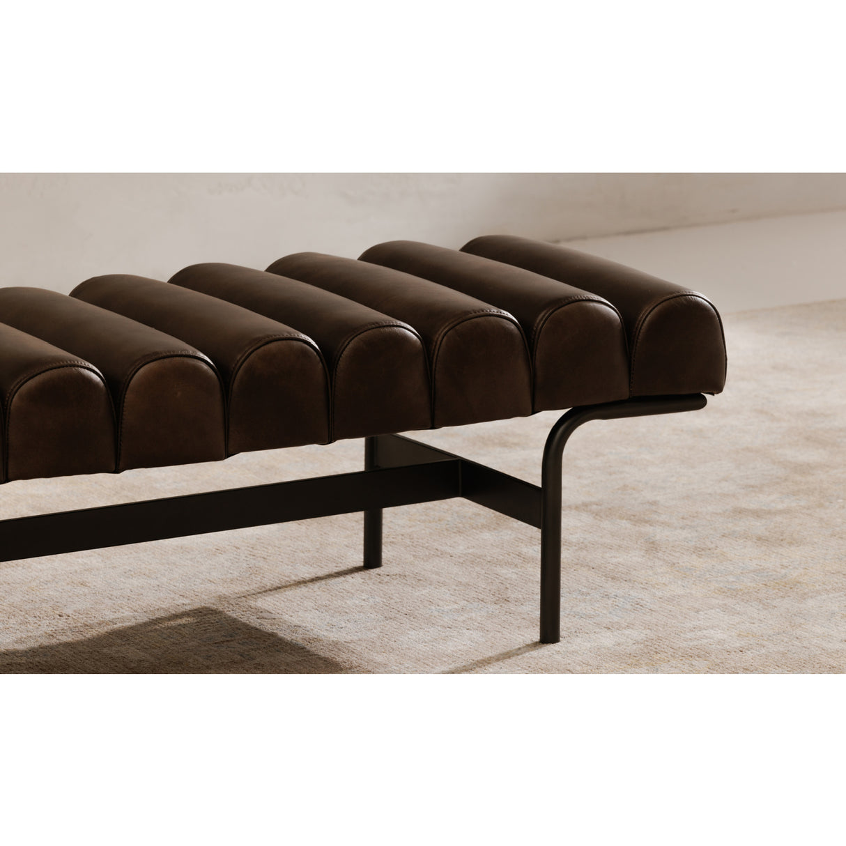 Modern European furniture - Channeled Leather Bench - www.oroa.com