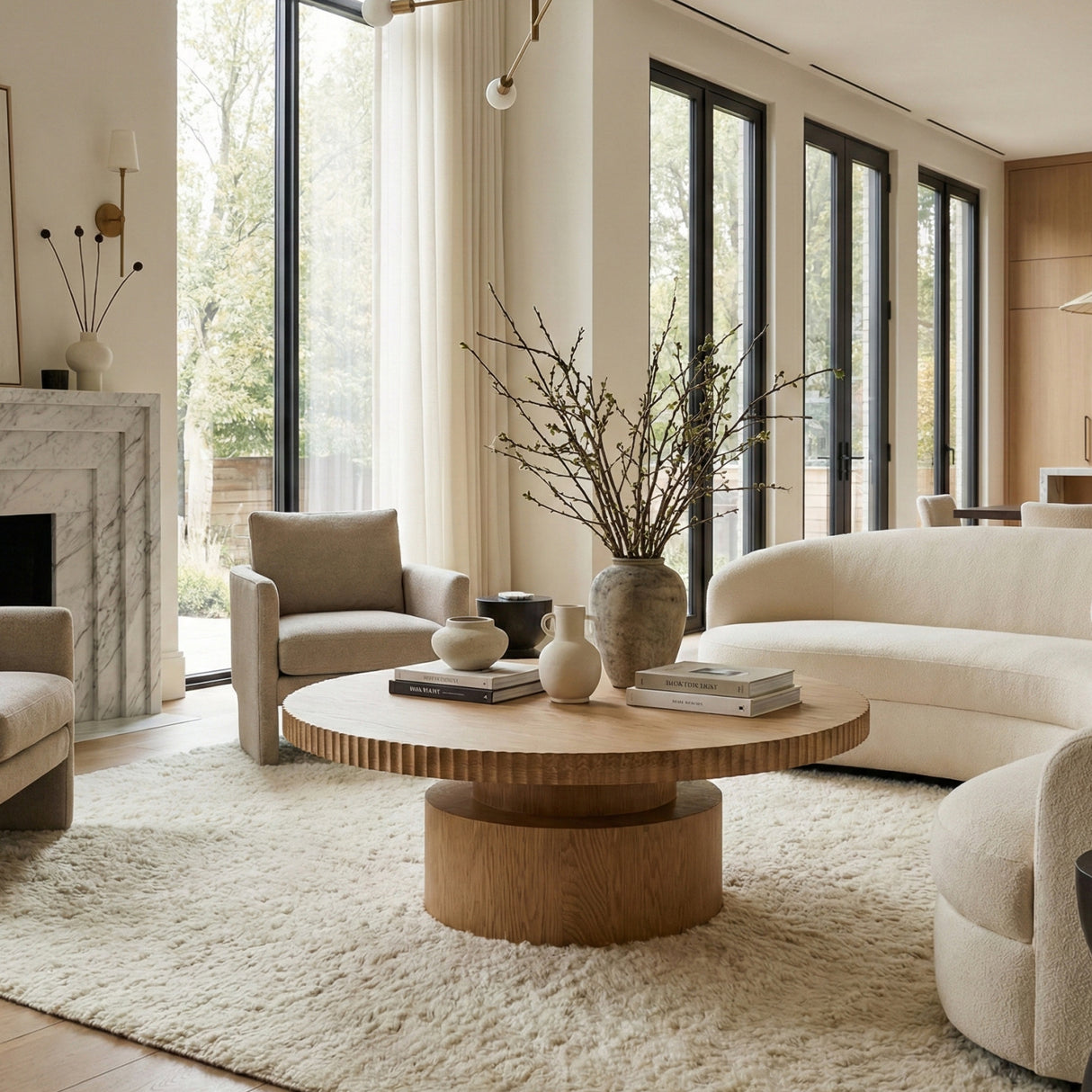 Modern European furniture - Fluted Round Oak Coffee Table - www.oroa.com | Oroa.com