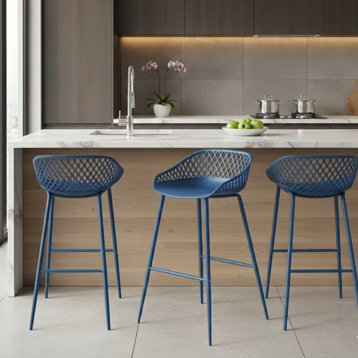 Modern European furniture - Molded Indoor/Outdoor Bar Stools (2) - www.oroa.com | Oroa.com