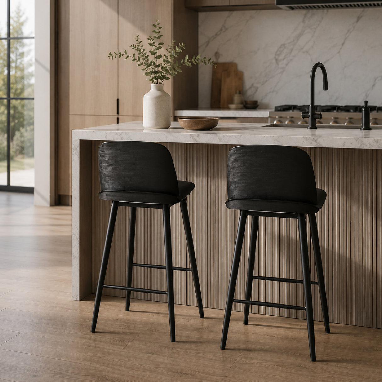 Modern European furniture - Black Indoor/Outdoor Counter Stools (2) - www.oroa.com | Oroa.com