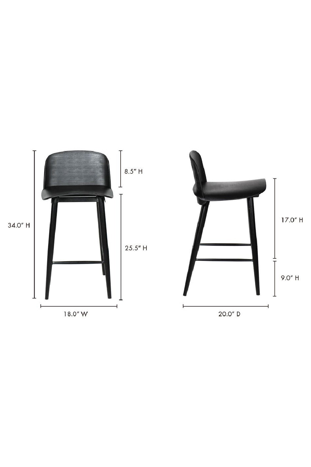 Modern European furniture - Black Indoor/Outdoor Counter Stools (2) - www.oroa.com