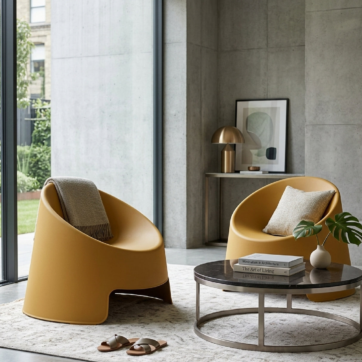 Yellow Round Outdoor Accent Chairs (2) | Oroa.com