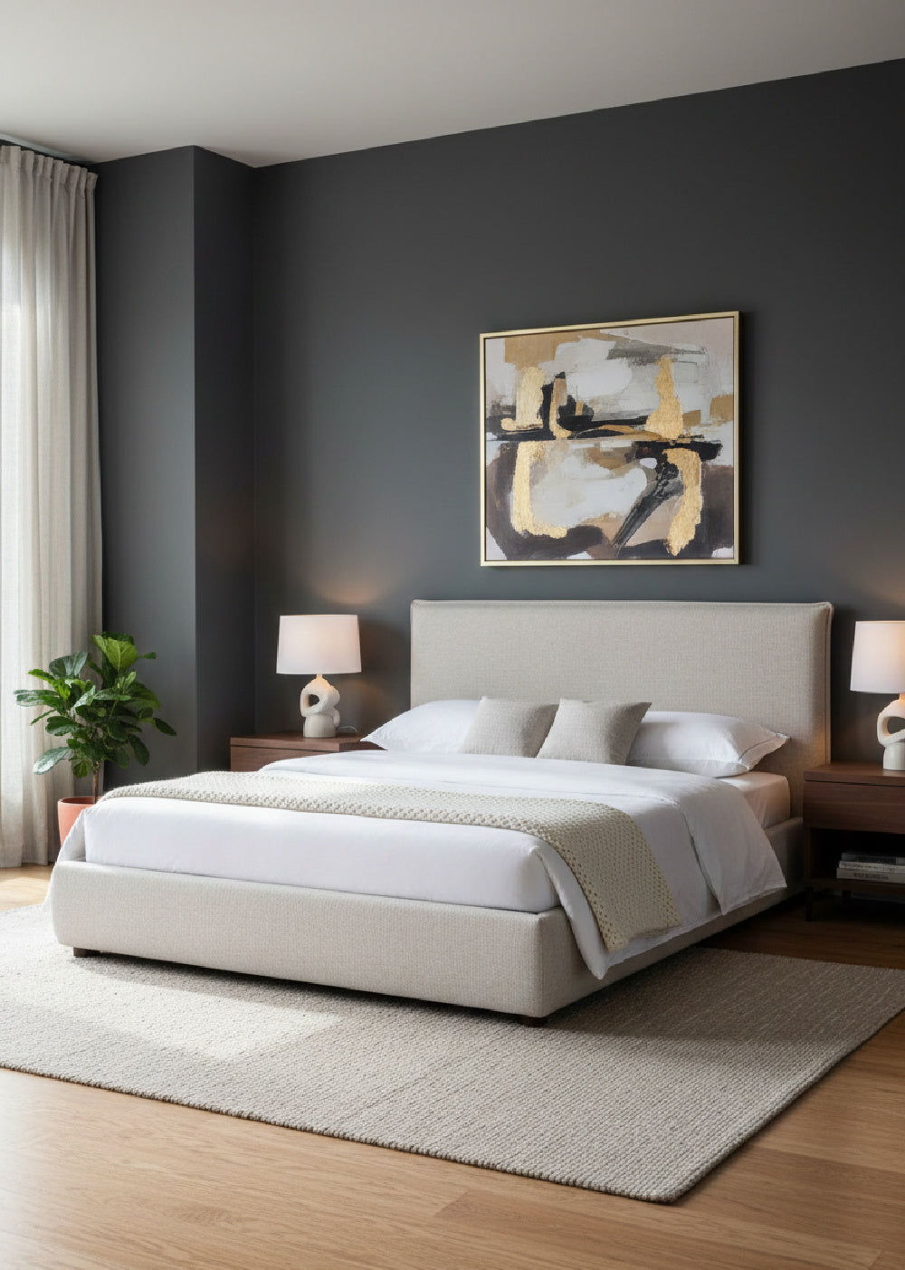 Modern European furniture - Gray Linen Blend Bed - www.oroa.com | Oroa.com