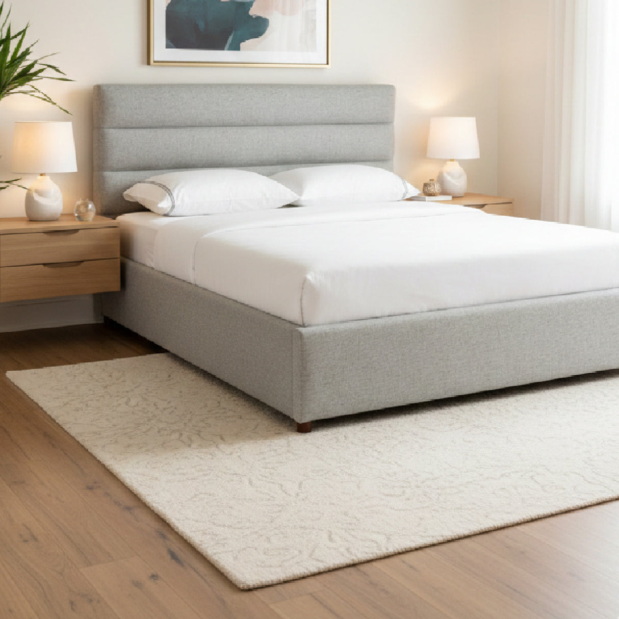 Gray Channeled Queen Bed | Oroa.com