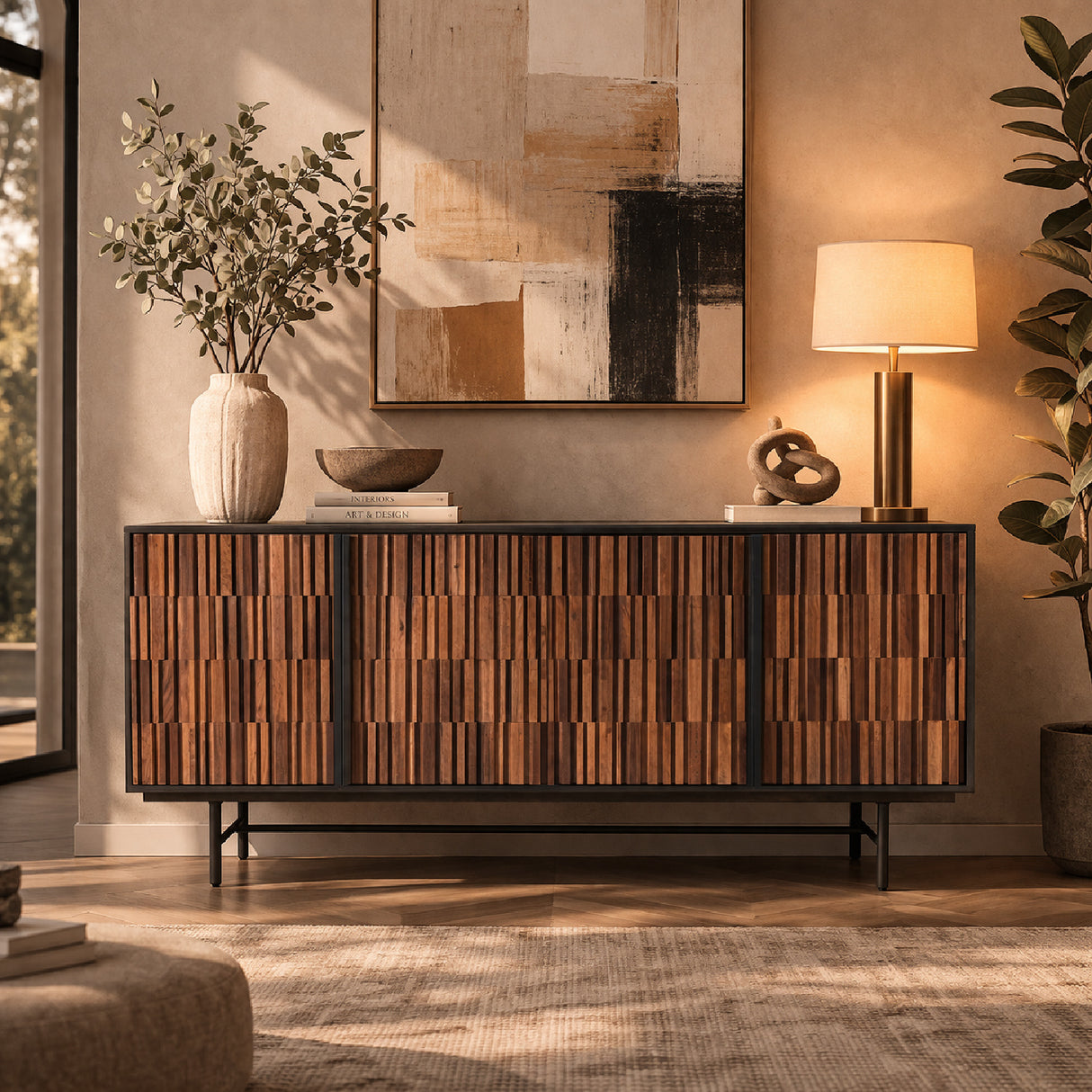 Modern European furniture - Reeded Wood 4-Door Sideboard - www.oroa.com | Oroa.com