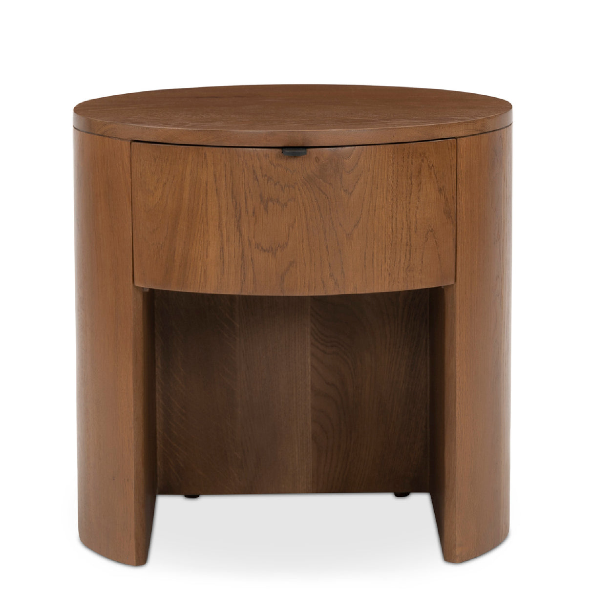 Modern European furniture - Oak Round 1-Drawer Nightstand - www.oroa.com