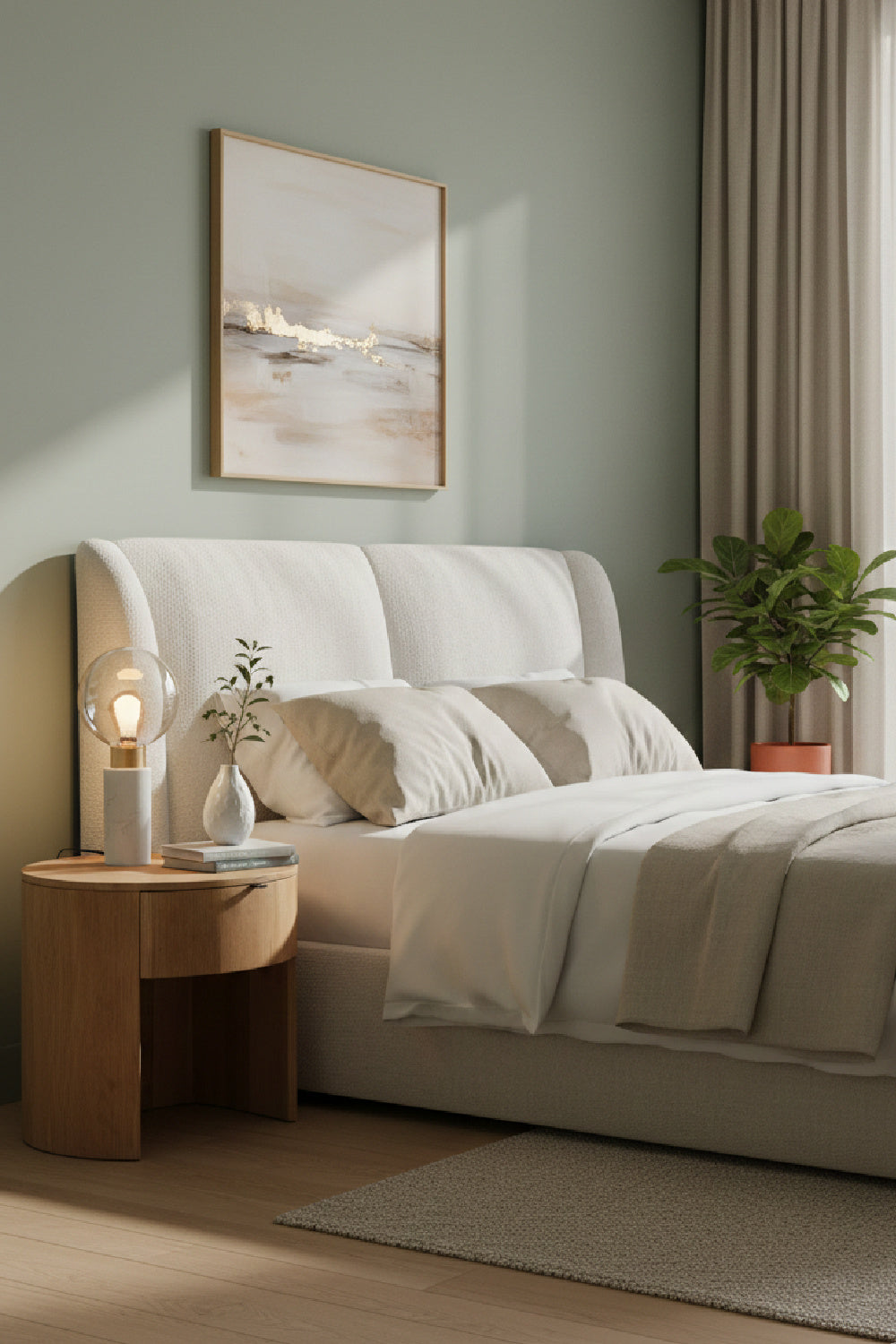 Modern European furniture - Oak Round 1-Drawer Nightstand - www.oroa.com