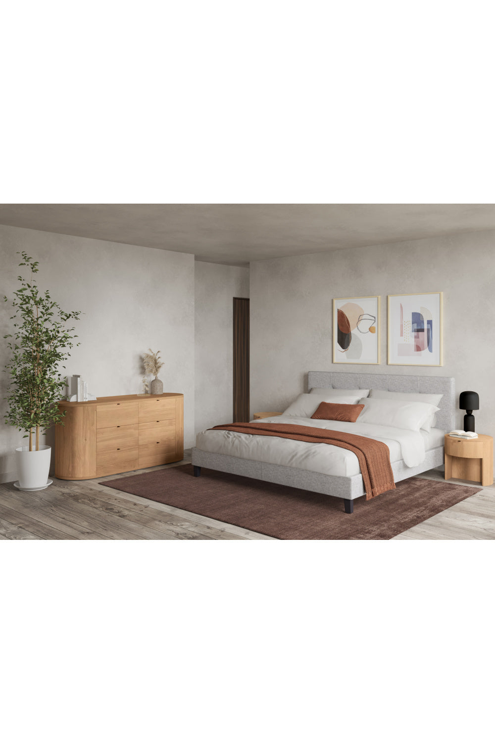 Modern European furniture - Oak Round 1-Drawer Nightstand - www.oroa.com