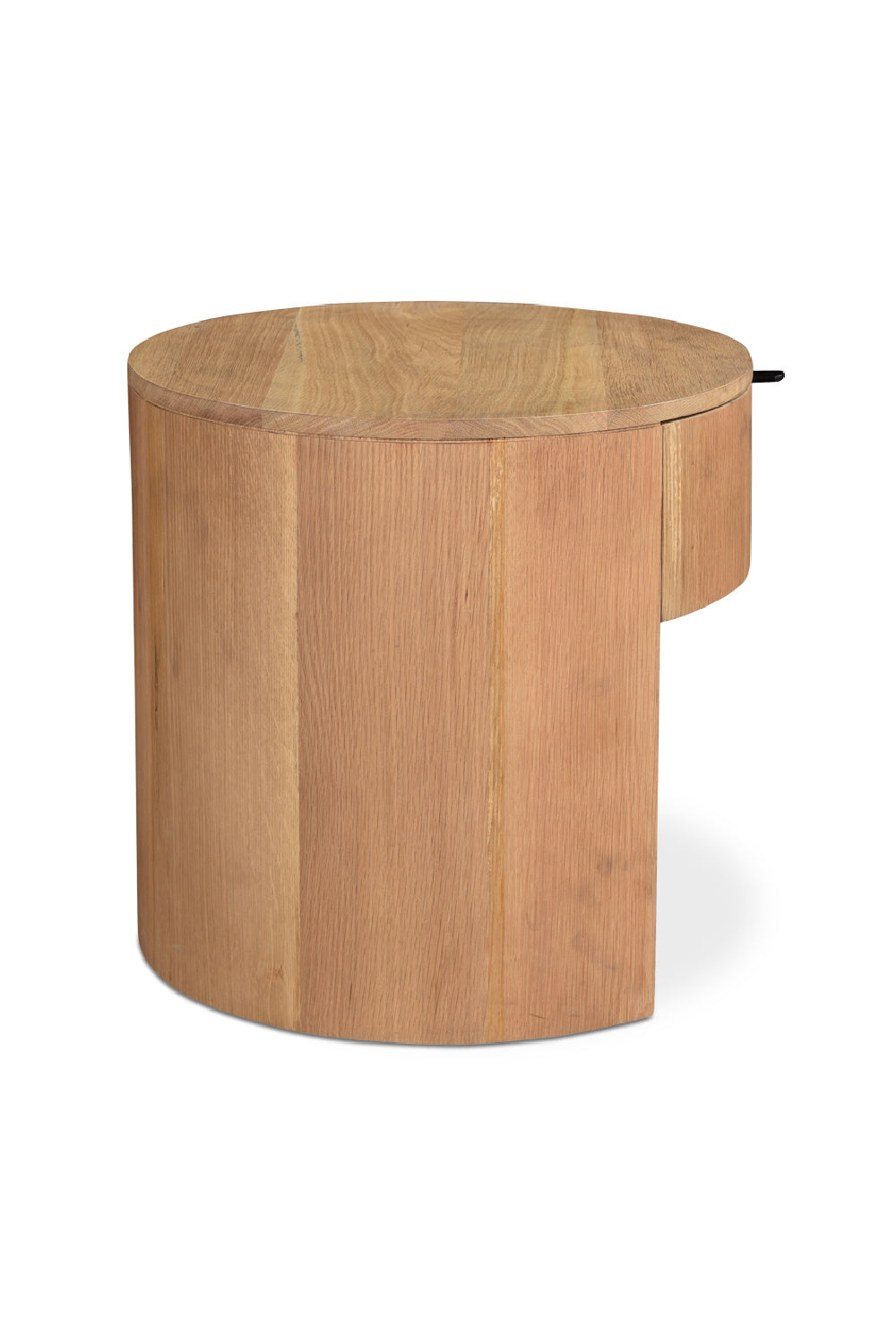 Modern European furniture - Oak Round 1-Drawer Nightstand - www.oroa.com