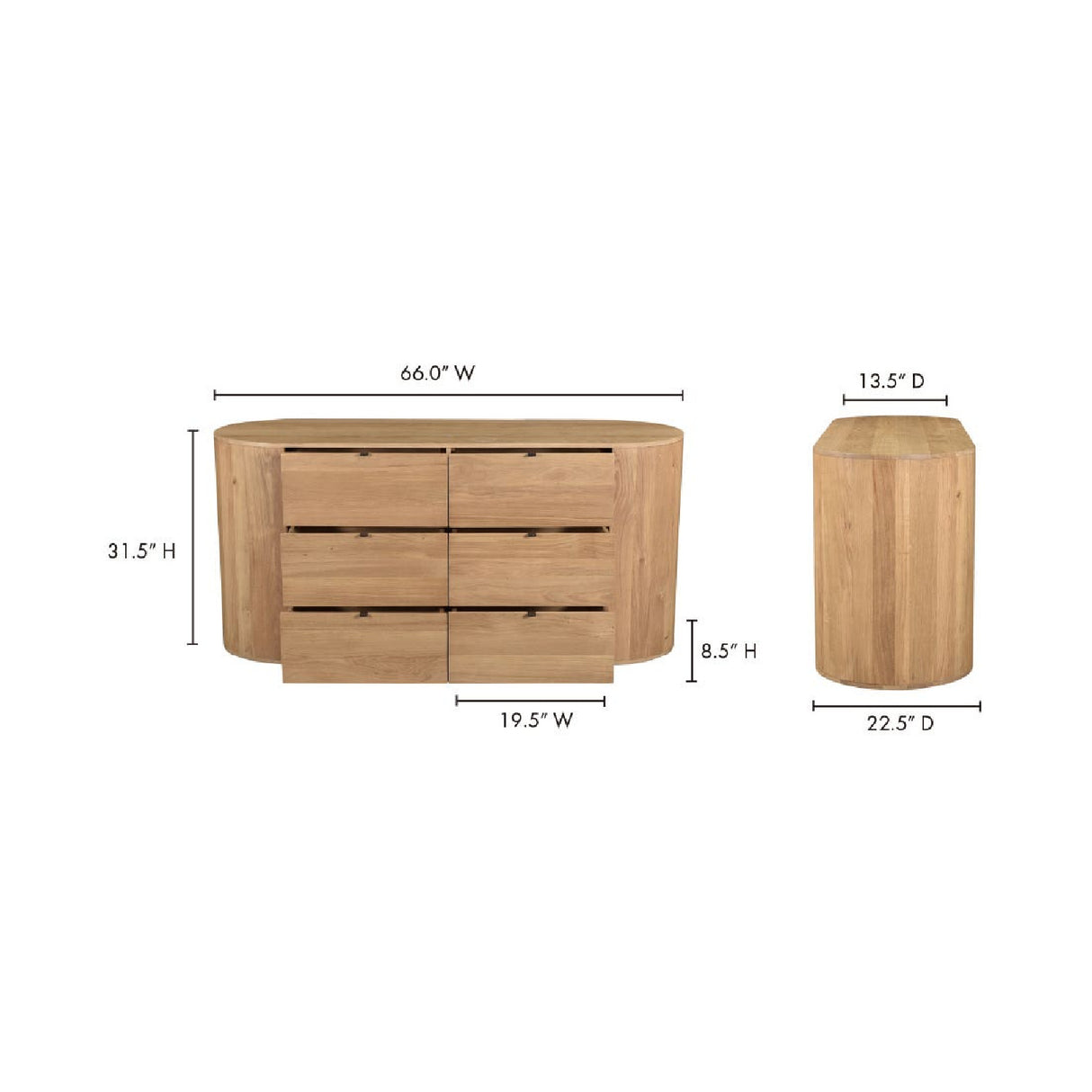 Modern European furniture - Natural Oak 6-Drawer Dresser - www.oroa.com