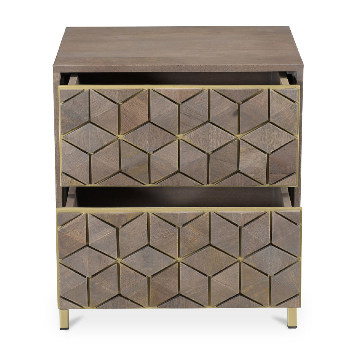 Modern European furniture - Gray Patterned 2-Drawer Nightstand - www.oroa.com | Oroa.com