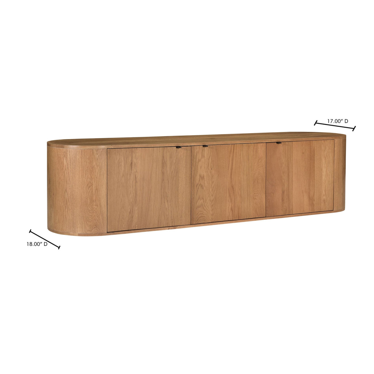 Modern European furniture - Natural Oak 3-Door Media Bench - www.oroa.com