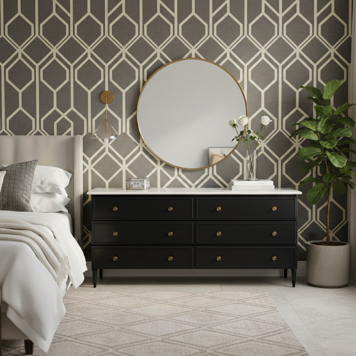 Modern European furniture - Black 6-Drawer Chest - www.oroa.com