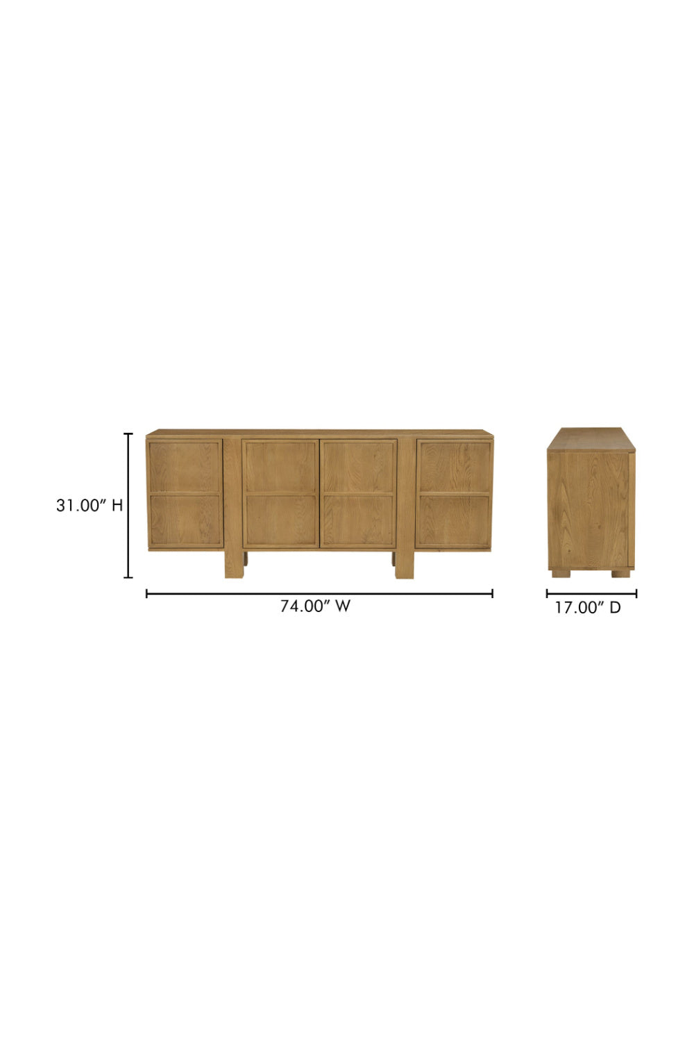 Modern European furniture - Japandi Oak 4-Door Sideboard - www.oroa.com | Oroa.com