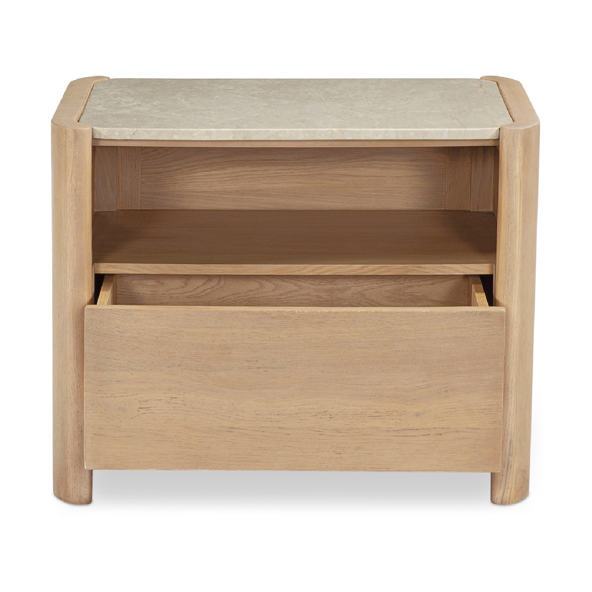 Modern European furniture - Marble Top Oak Nightstand - www.oroa.com