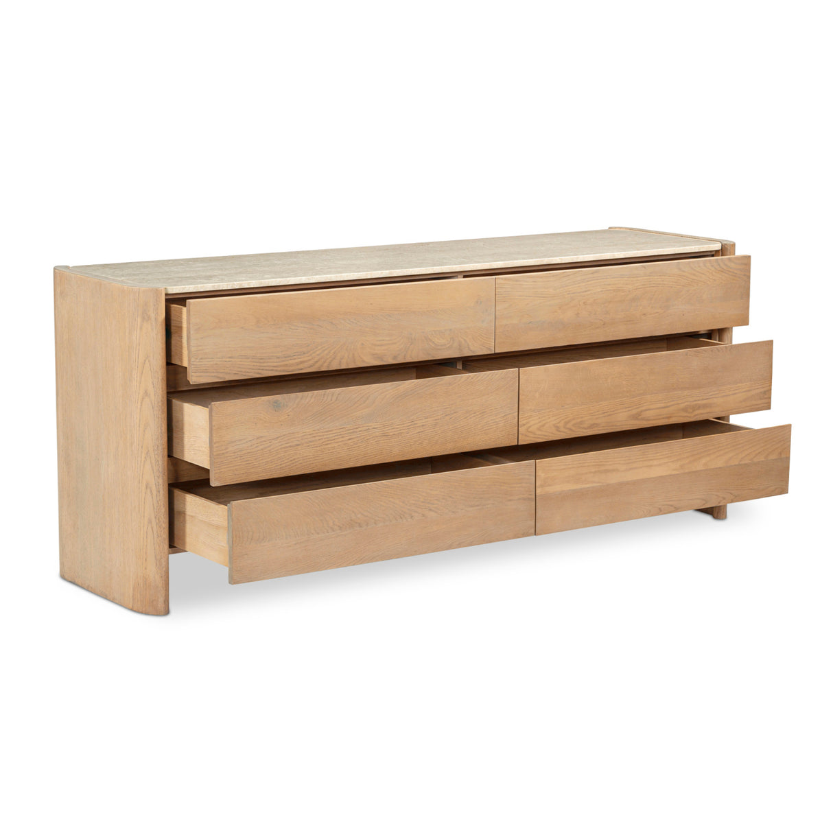 Modern European furniture - Marble Top Oak 6-Drawer Dresser - www.oroa.com