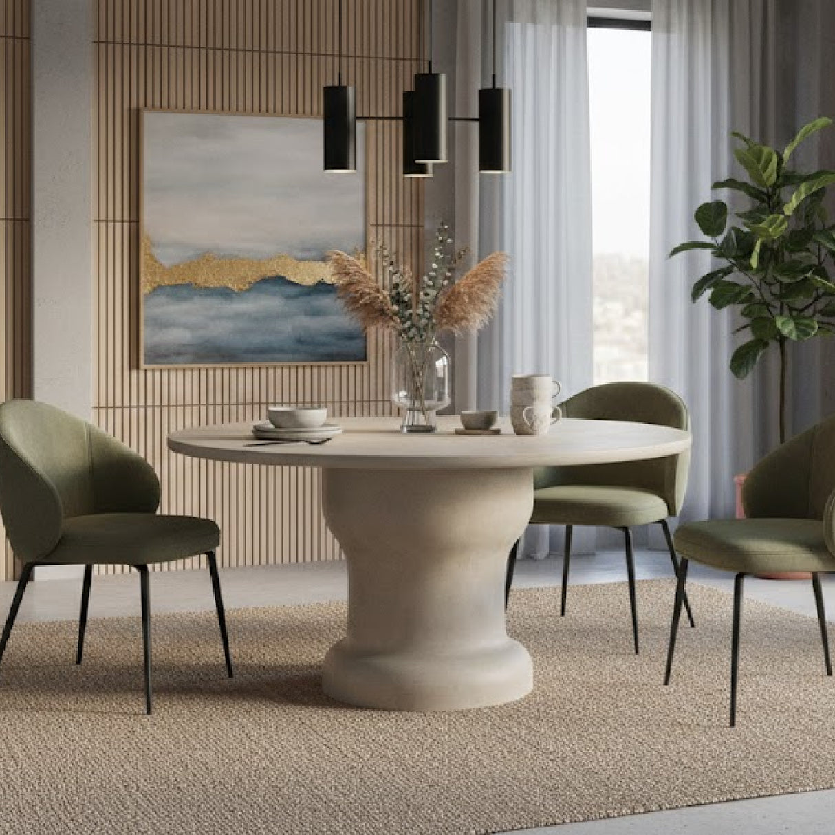 Cream Concrete Outdoor Dining Table | Novi Living Magnolia | Oroa.com