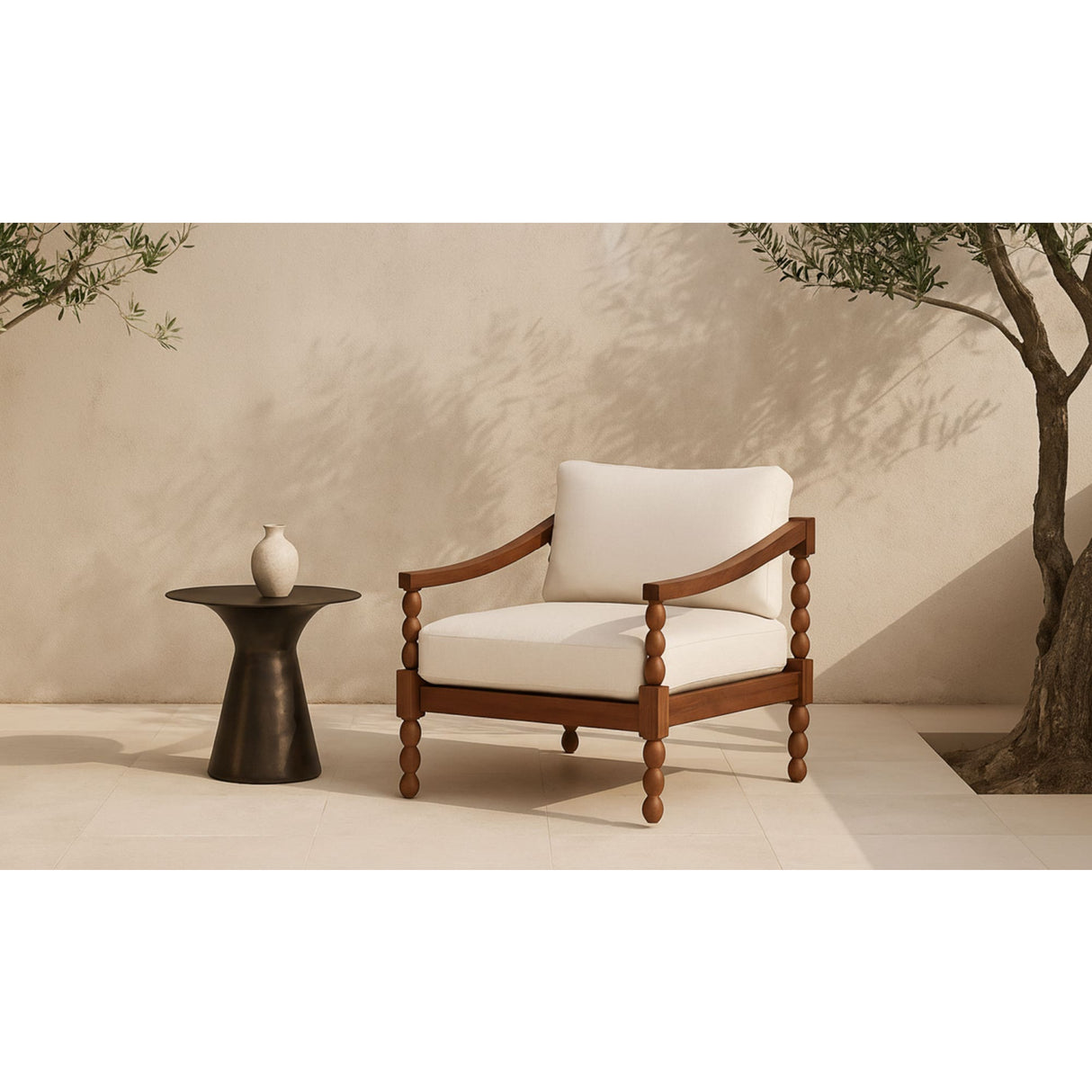Modern European furniture - Turned-Leg Teak Outdoor Accent Chair - www.oroa.com | Oroa.com