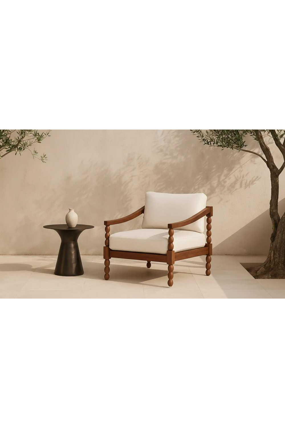 Turned-Leg Teak Outdoor Accent Chair | Novi Living Delilah | Oroa.com