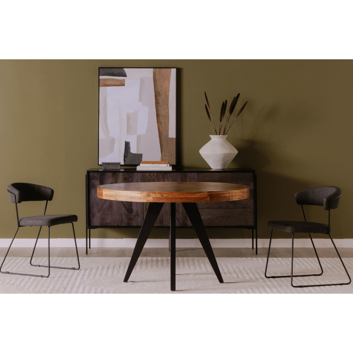 Modern European furniture - Parquet Patterned Wooden Dining Table - www.oroa.com