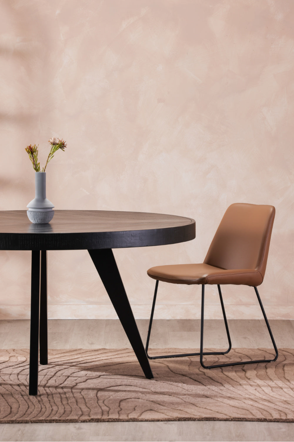 Modern European furniture - Black Acacia Round Dining Table - www.oroa.com