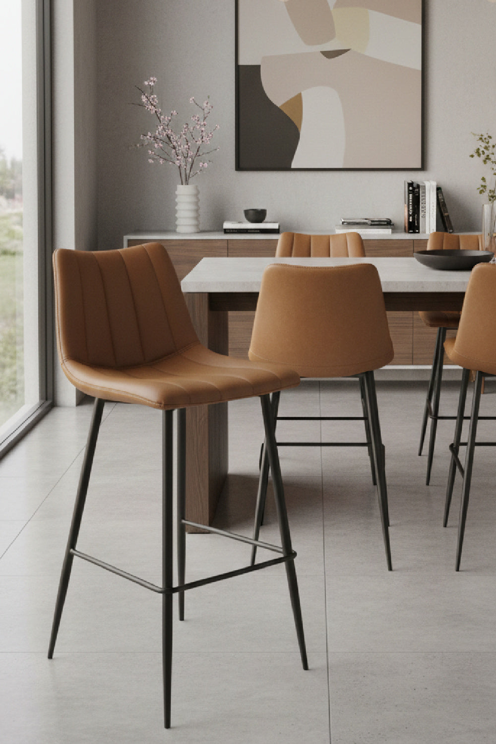 Modern European furniture - Vertical Stitched Bar Stools (2) - www.oroa.com | Oroa.com