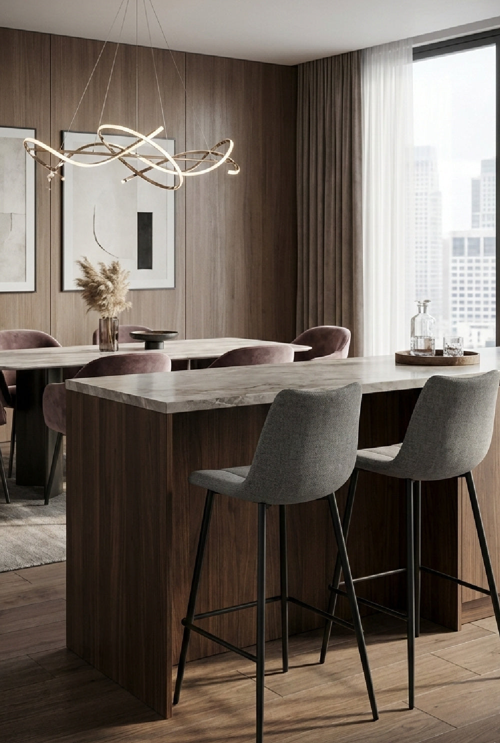 Modern European furniture - Vertical Stitched Bar Stools (2) - www.oroa.com | Oroa.com