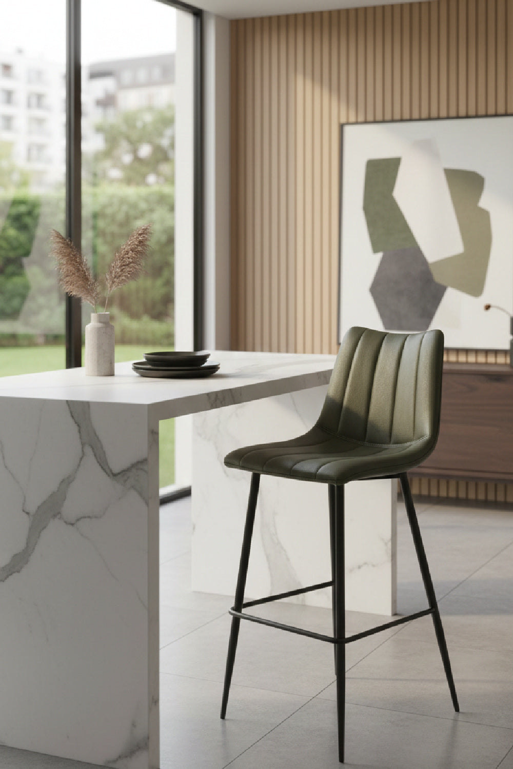Modern European furniture - Vertical Stitched Bar Stools (2) - www.oroa.com | Oroa.com