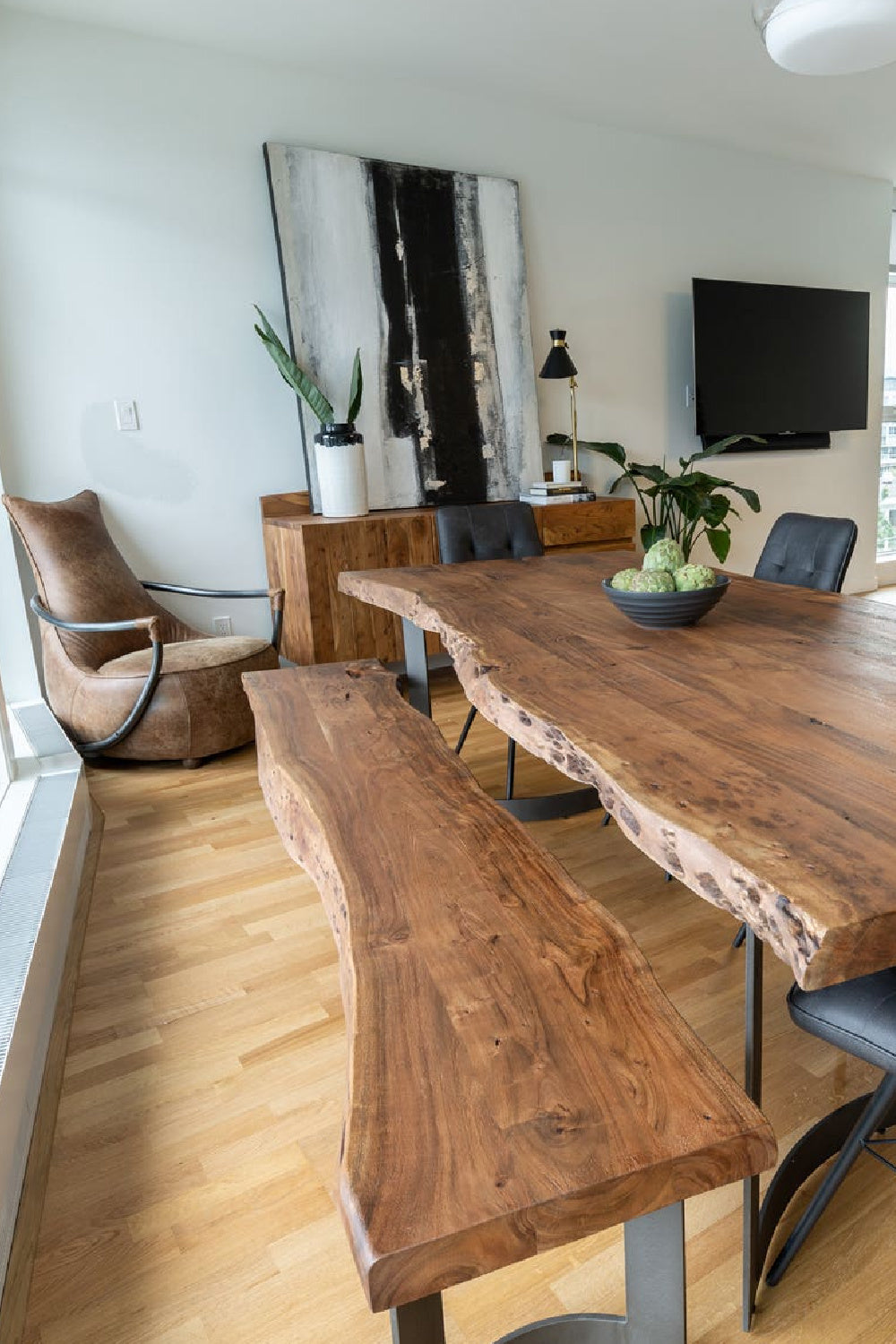 Modern European furniture - Brown Acacia Bench - www.oroa.com | Oroa.com
