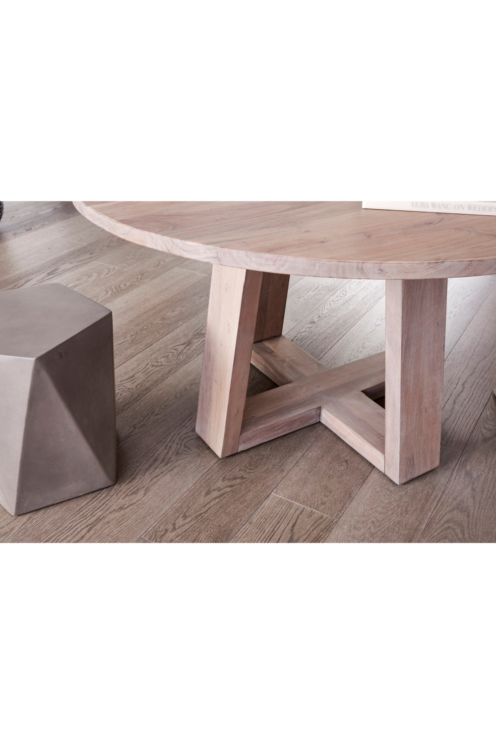 Modern European furniture - Whitewashed Acacia Round Dining Table - www.oroa.com