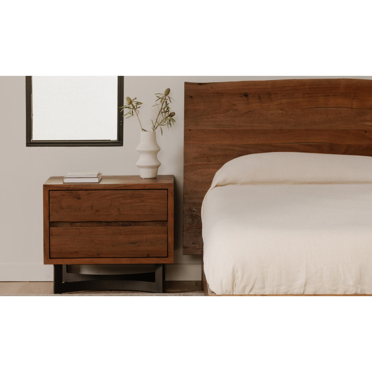 Modern European furniture - Acacia 2-Drawer Rustic Nightstand - www.oroa.com