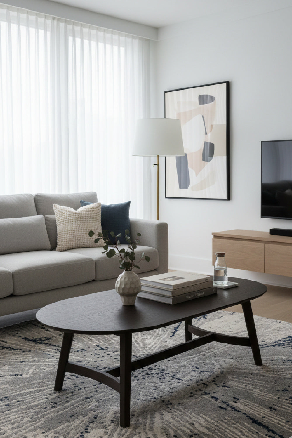 Modern European furniture - Brown Oak Oval Coffee Table - www.oroa.com