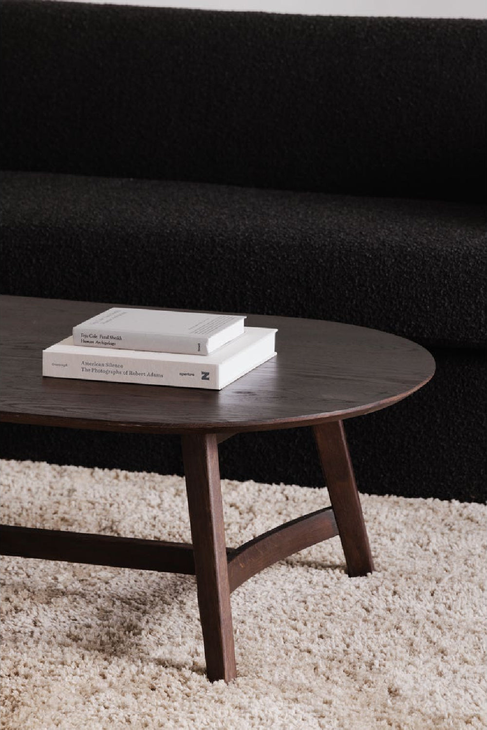 Modern European furniture - Brown Oak Oval Coffee Table - www.oroa.com