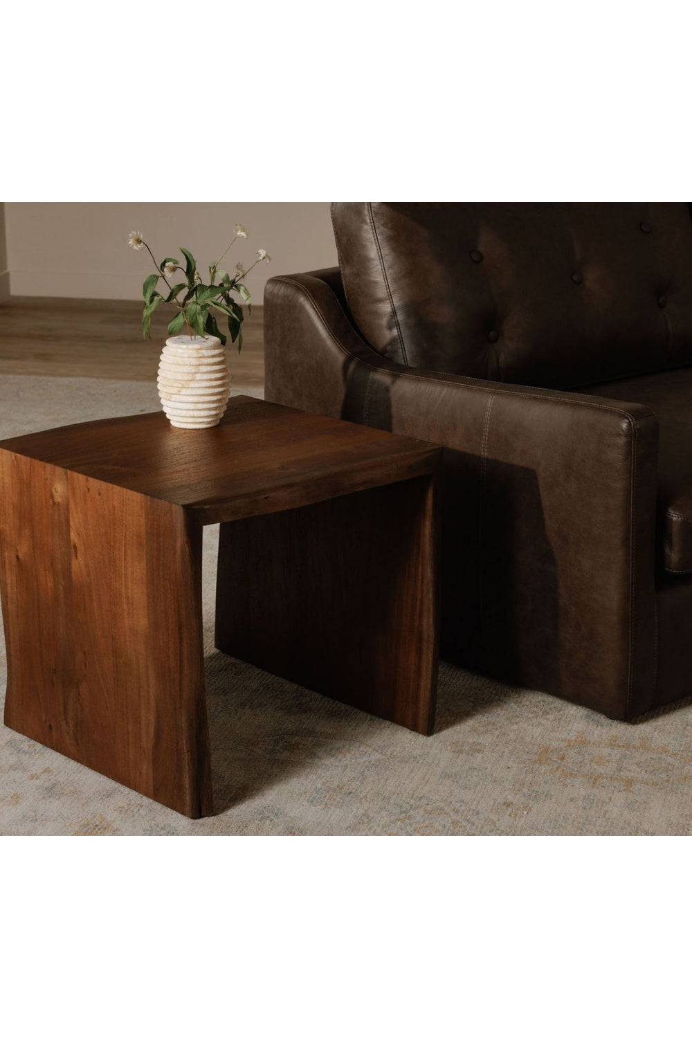 Modern European furniture - Brown Acacia Side Table - www.oroa.com