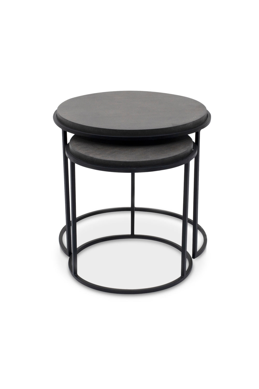 Modern European furniture - Black Lava Stone Nesting Tables (2) - www.oroa.com