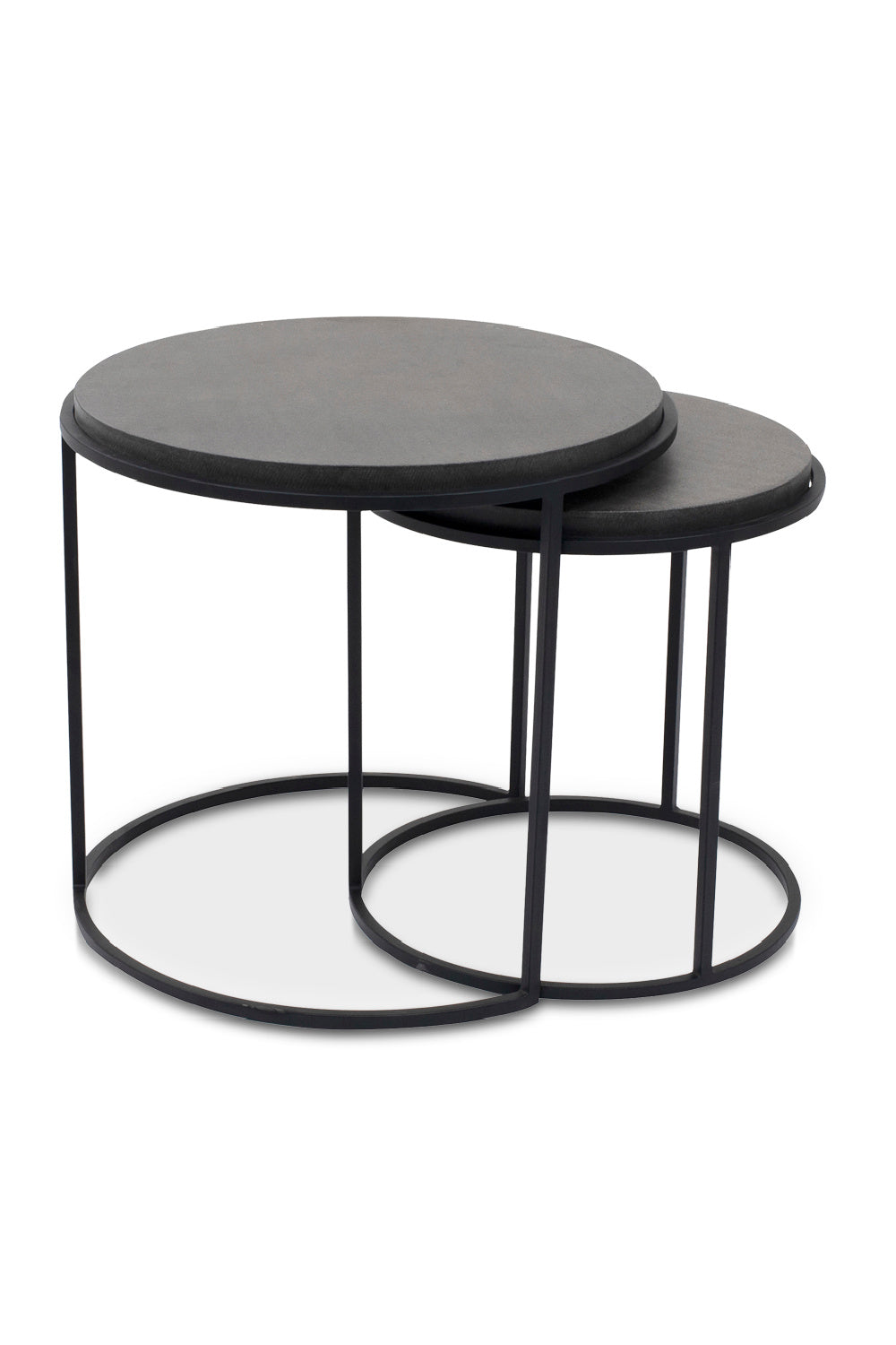 Modern European furniture - Black Lava Stone Nesting Tables (2) - www.oroa.com