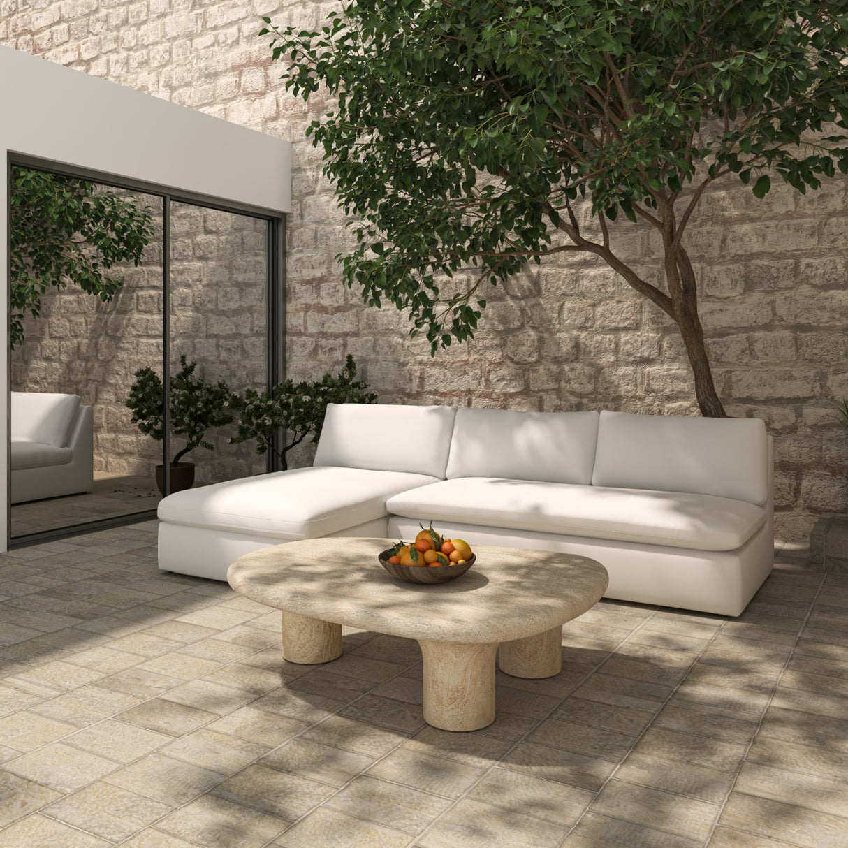 Modern European furniture - Travertine Look Indoor/Outdoor Coffee Table - www.oroa.com