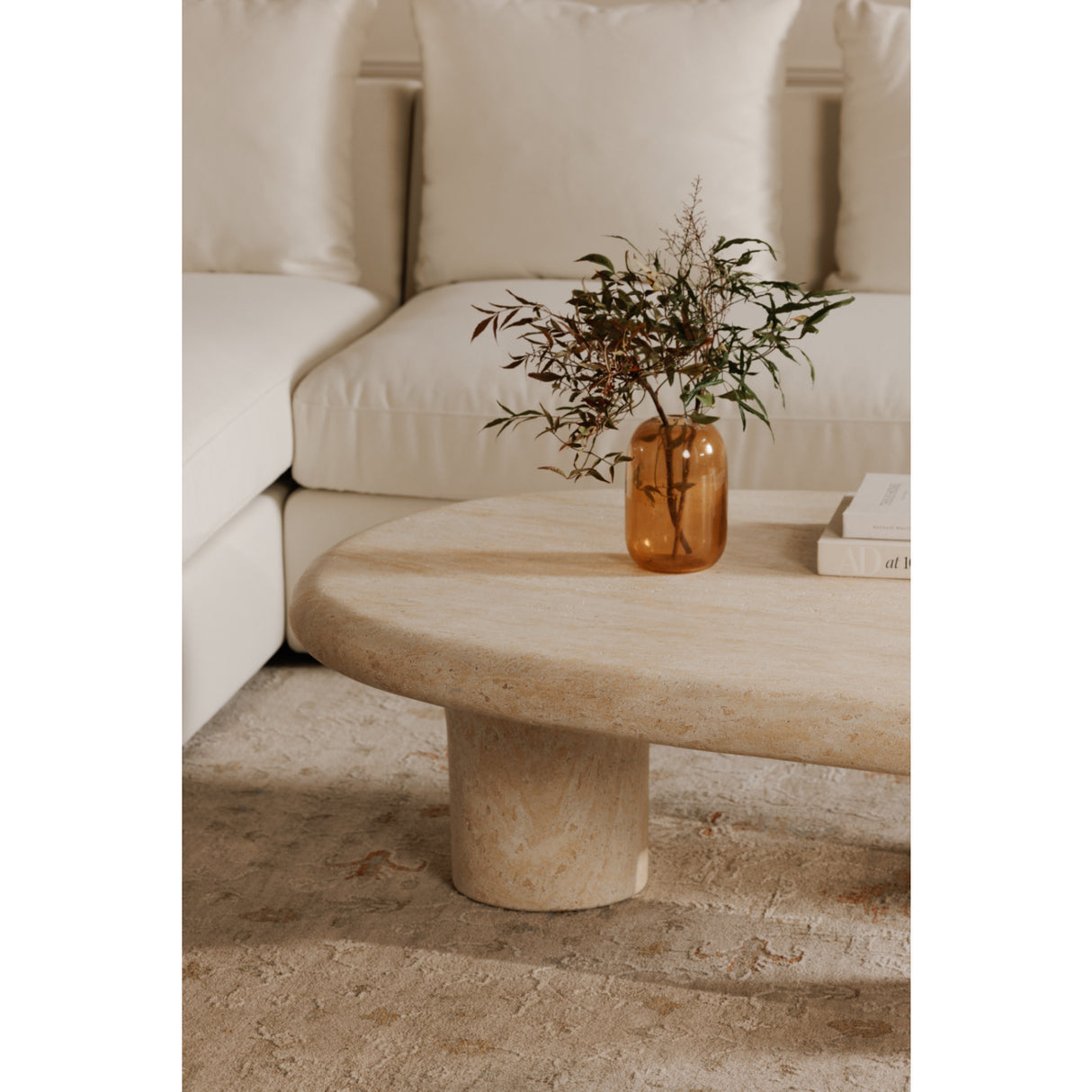 Modern European furniture - Travertine Look Indoor/Outdoor Coffee Table - www.oroa.com