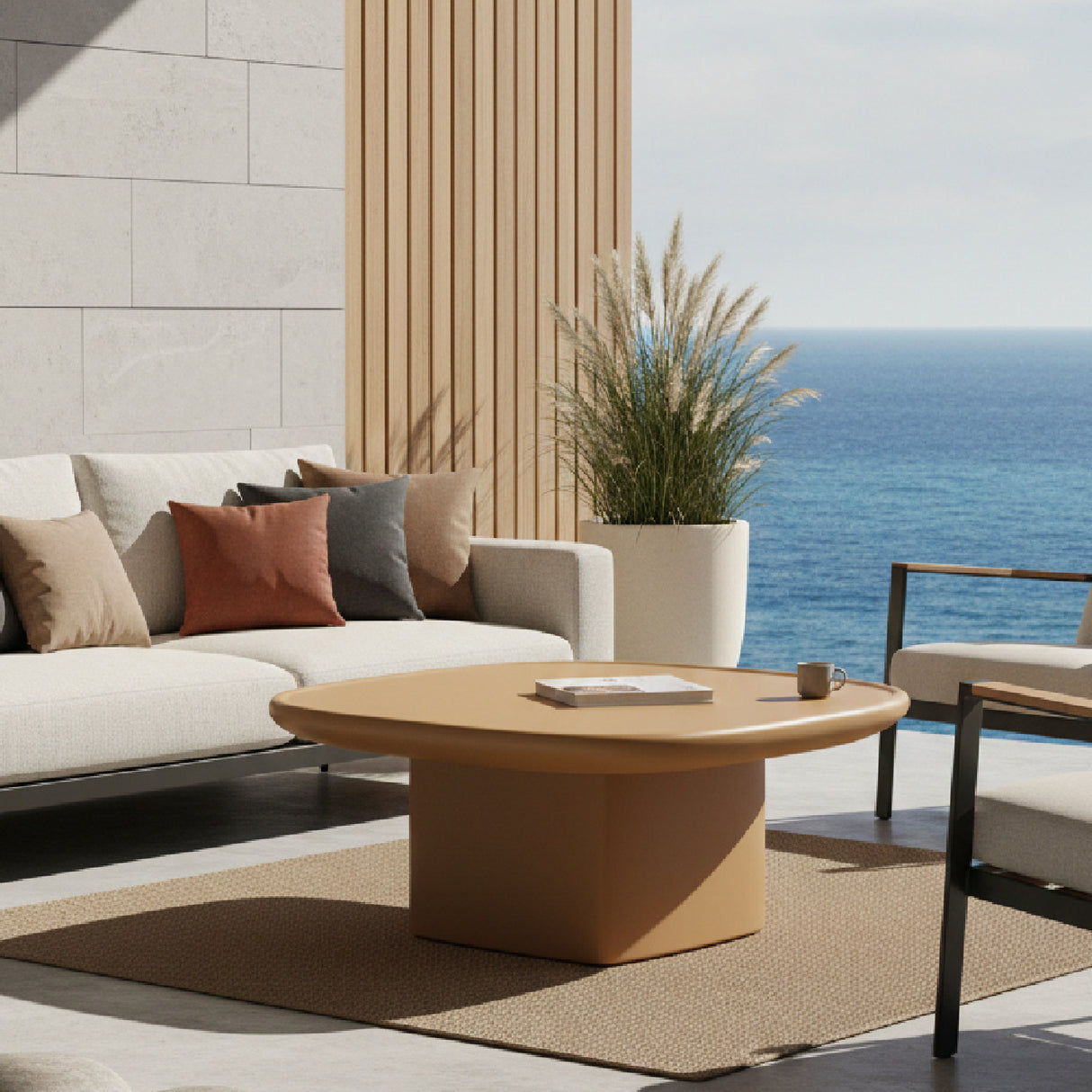 Modern European furniture - Oval Concrete Outdoor Coffee Table - www.oroa.com | Oroa.com