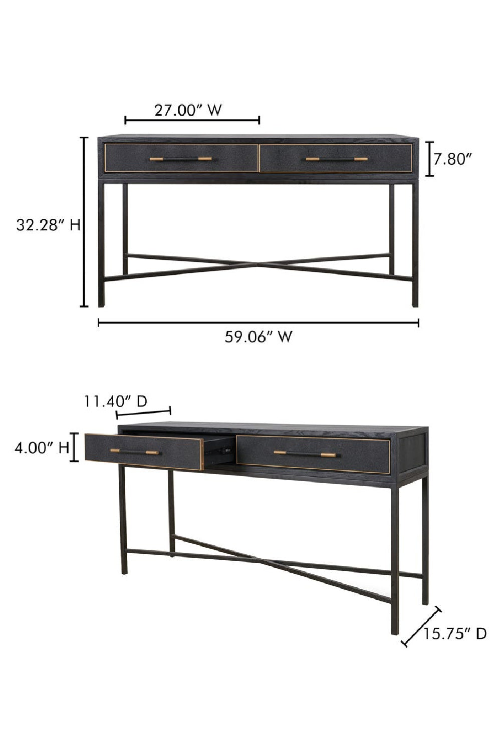 Modern European furniture - Black Vegan Leather Console Table - www.oroa.com | Oroa.com