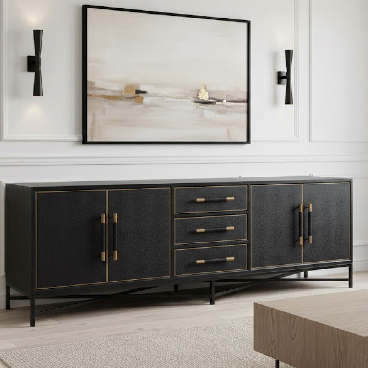 Vegan Leather 4-Door Sideboard | Novi Living Mako