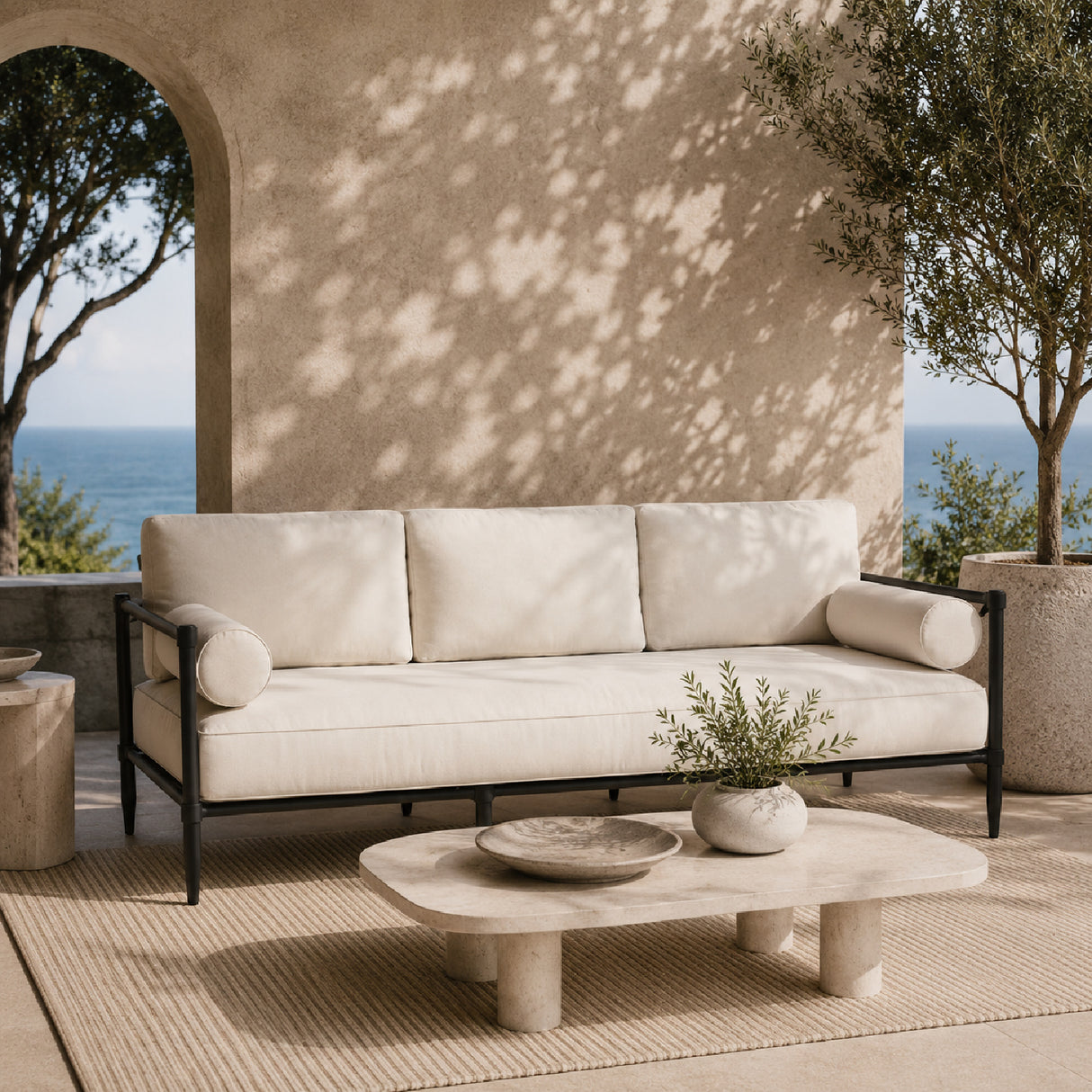 Modern European furniture - Cream Outdoor Sofa - www.oroa.com | Oroa.com