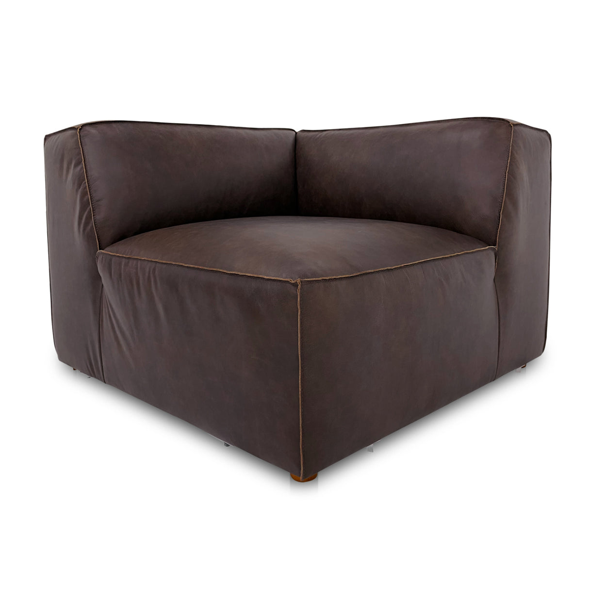 Modern European furniture - Brown Leather Corner Chair - www.oroa.com