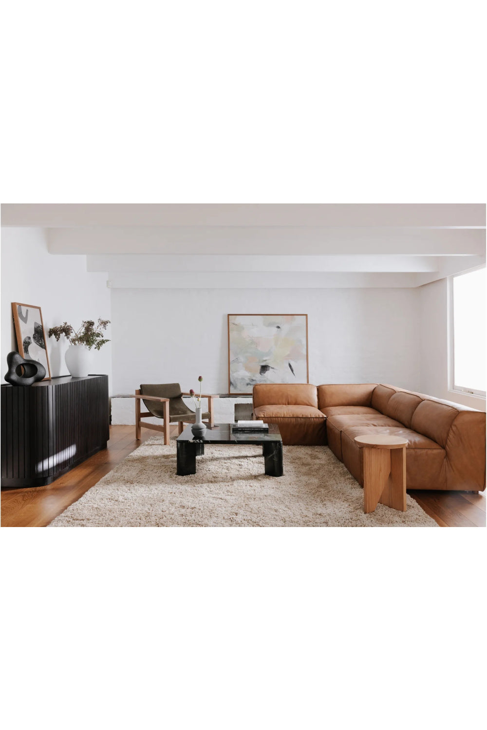 Modern European furniture - Tan Leather Square Ottoman - www.oroa.com