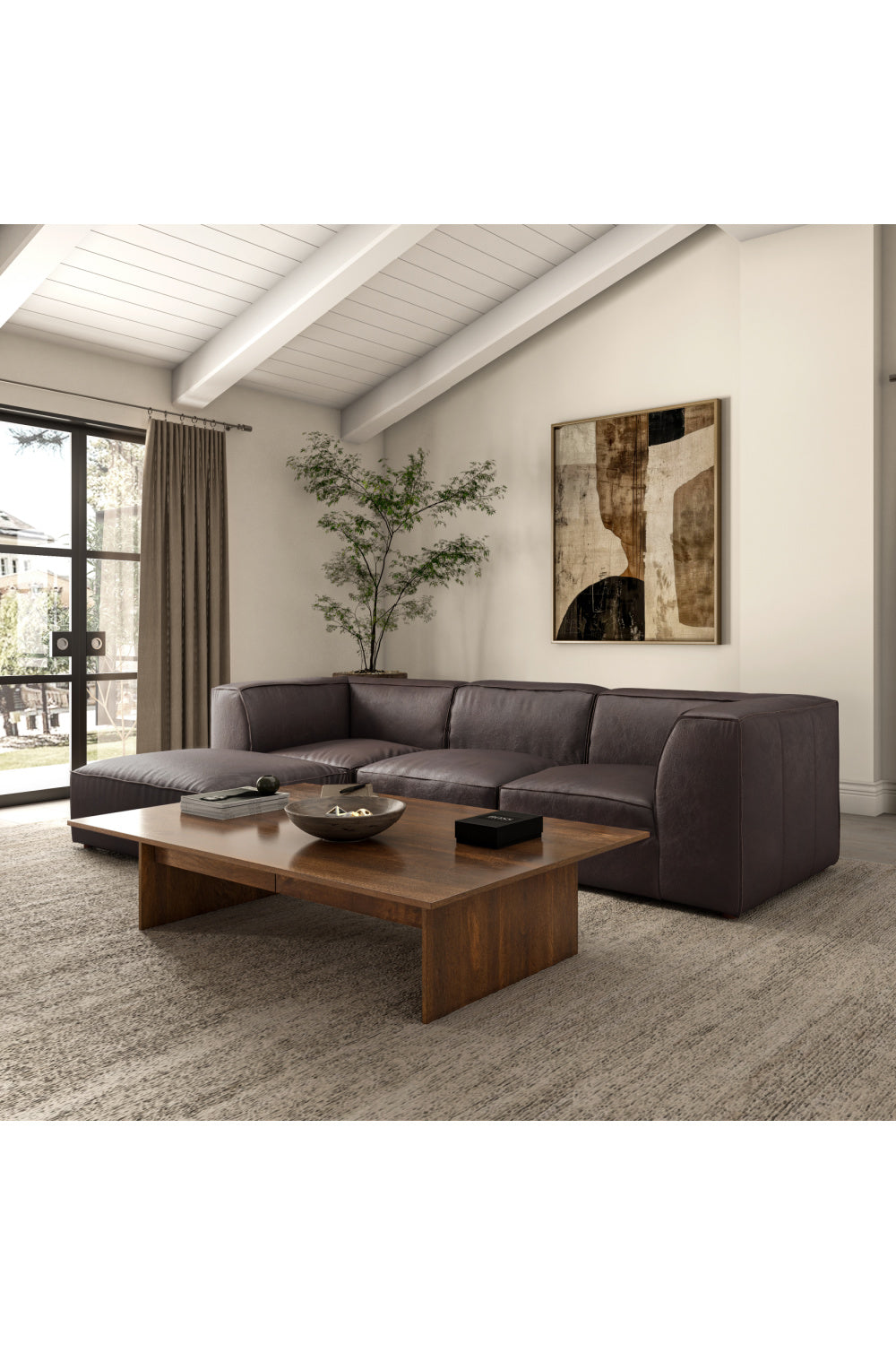 Modern European furniture - Top-Grain Leather Sectional Sofa - www.oroa.com